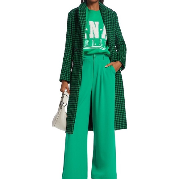 Ena Pelly x RJ ◡̈ Green + Navy Plaid Wool Tailored Houndstooth Coat NWT US2 - Picture 11 of 15